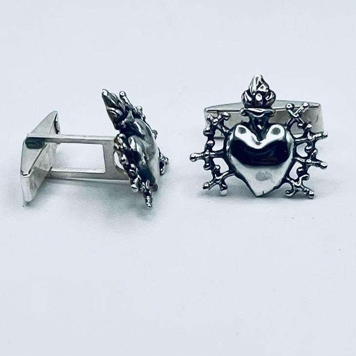 Gemelos de Plata Corazón de Siete Puñales (Dolorosa) - Imagen 2