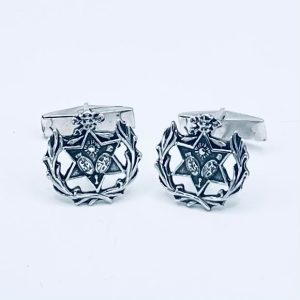 Gemelos de plata de ley con el escudo de la Hermandad de la Estrella