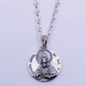 Medalla Virgen de la O en plata de ley envejecida (21,5 mm)