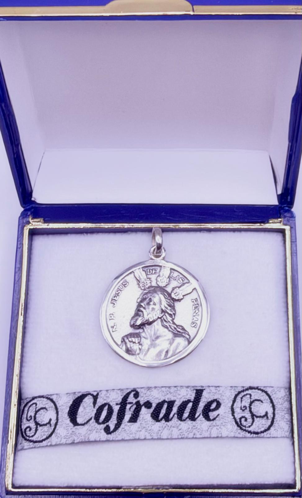 Medalla Jesús de las Penas de la Estrella en plata de ley envejecida (23 mm) - Imagen 2