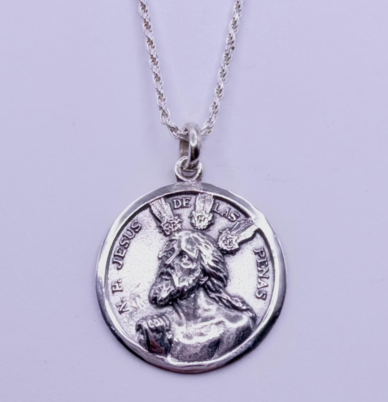 Medalla Jesús de las Penas de la Estrella en plata de ley envejecida (23 mm)